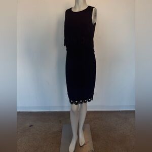 Shoshanna Elegant Work Dress in Black with Lace Trim Detail